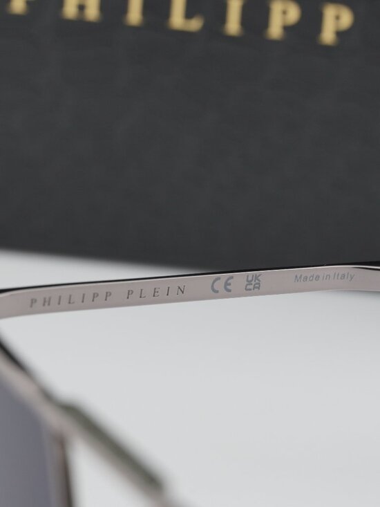 Philipp Plein SPP007V 0508 Aviator Unisex Sunglasses – Gunmetal / Grey main image 8
